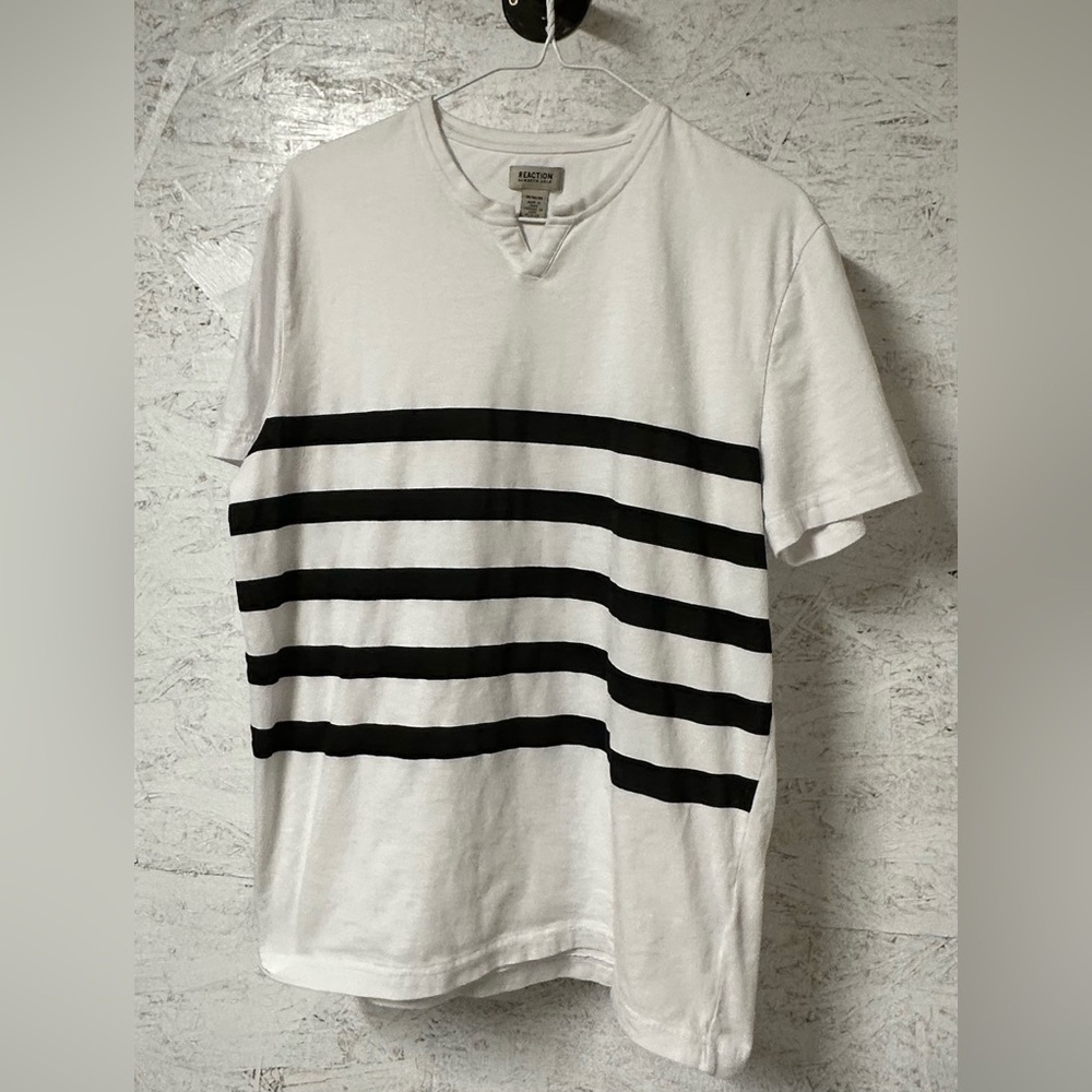 Kenneth Cole White Tee with Black Stripes